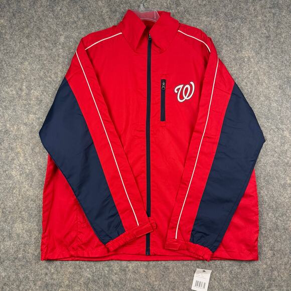 Washington Nationals Men’s Windbreaker Jacket Red Navy Blue Size XL NWT 964 - Picture 2 of 8
